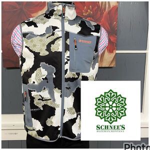 Schnee's Bozeman Montana Camo Softshell Vest Full Zip Fleece Lined Men Sz Medium